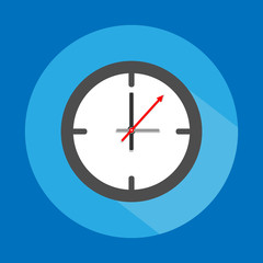 Clock icon  isolated on blue background.