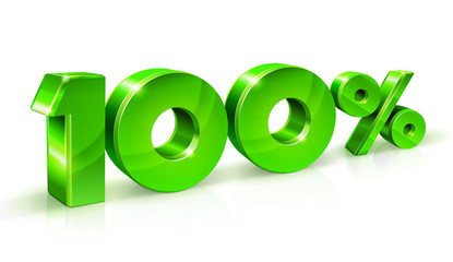Green numbers Sale 100 persents off on a white background.