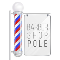 Barber Shop Pole Vector. Good For Design, Branding, Advertising. Space For Your Advertising. Isolated On White Background Illustration