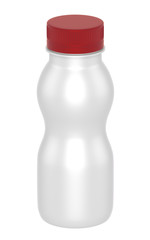 3D realistic render of milk or yogurt plastic bottle with green lid on white background. Clipping path 