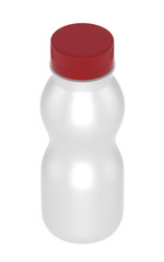 3D realistic render of milk or yogurt plastic bottle with green lid on white background. Clipping path 