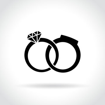 Wedding Rings Icon On White Background