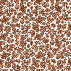 Hand drawn vector seamless pattern with mint leaves