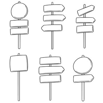vector set of direction post