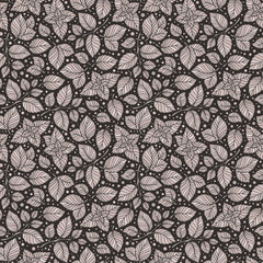 Hand drawn vector seamless pattern with mint leaves