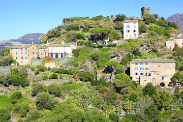 Fototapeta na wymiar Scenic village Nonza on Corsica Island, France