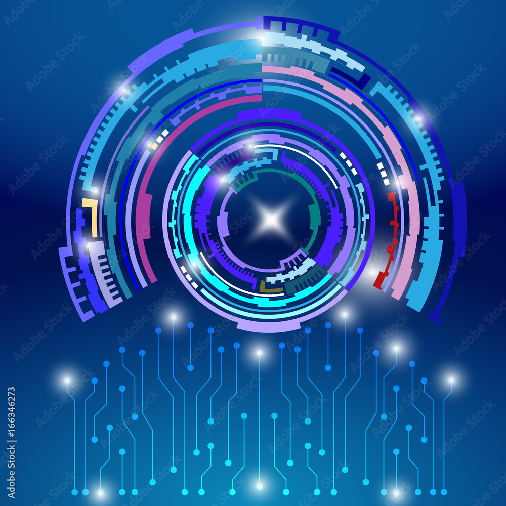 Aufkleber abstract blue hi technology cyber space with circuit board communication concept vector background