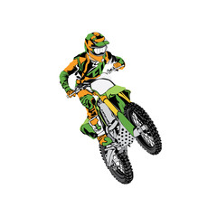 Obraz premium motocross rider badge logo design vector illustration