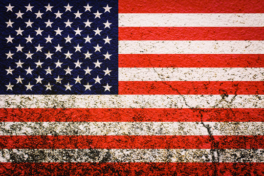 American flag on wall background,concept The 4th of July Independence Day