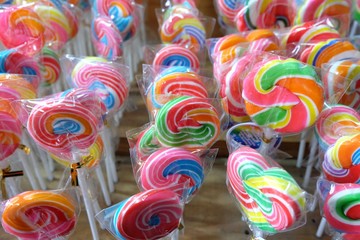 close up Colorful lollipop