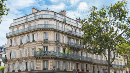     Paris, typical facade, beautiful building in summer

