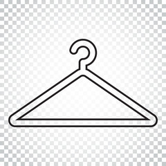 Hanger vector icon in line style. Wardrobe hanger flat illustration. Simple business concept pictogram on isolated background.