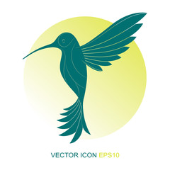 Silhouette of a hummingbird. Logo. Vector. A flat icon. Vector illustration. A kind of bird with a side.