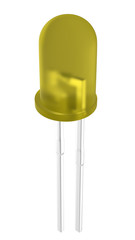 3D realistic render of yellow matte 3mm led diode. isolated on white background with clipping path.