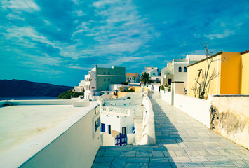 Architecture in town Oia. Santorini Greece