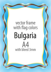 Frame and border of ribbon with the colors of the Bulgaria flag