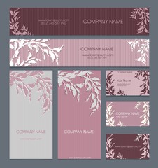 floral style for the company(recruitment business cards, banners, postcards)in pink colors of "powder"