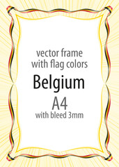 Naklejka premium Frame and border of ribbon with the colors of the Belgium flag