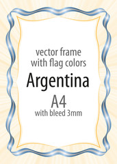 Frame and border of ribbon with the colors of the Argentina flag