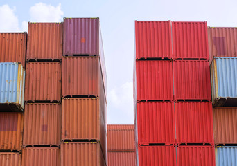 container ship in import export and business logistic.By crane ,Trade Port , Shipping,cargo to...