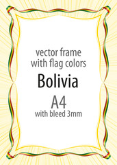 Naklejka premium Frame and border of ribbon with the colors of the Bolivia flag