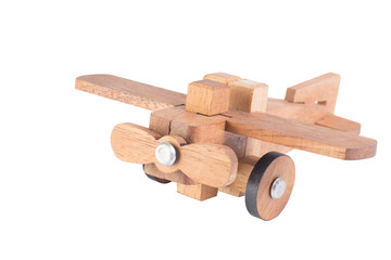 Wooden plane on white background.