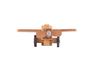 Wooden plane on white background.