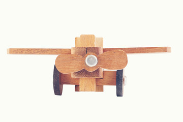 Wooden plane on white background.