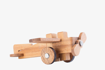 Wooden plane on white background.