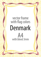 Frame and border of ribbon with the colors of the Denmark flag