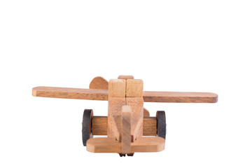 Wooden plane on white background.