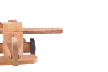 Wooden plane on white background.
