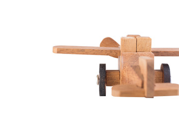 Wooden plane on white background.
