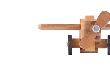 Wooden plane on white background.