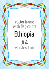 Frame and border of ribbon with the colors of the Ethiopia flag