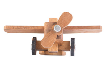 Wooden plane on white background.
