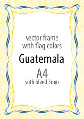 Frame and border of ribbon with the colors of the Guatemala flag