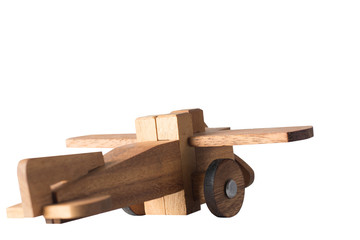 Wooden plane on white background.