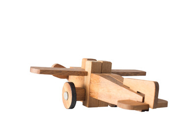 Wooden plane on white background.