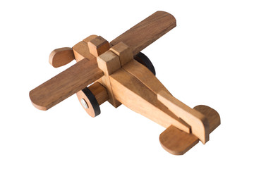 Wooden plane on white background.