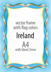 Frame and border of ribbon with the colors of the Ireland flag
