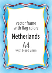 Frame and border of ribbon with the colors of the Netherlands flag