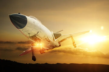 plane and sunset 
