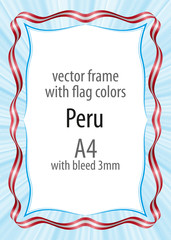 Frame and border of ribbon with the colors of the Peru flag