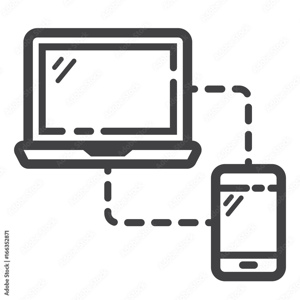 Poster responsive web design line icon, seo and development, sync devices sign vector graphics, a linear pa