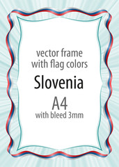 Frame and border of ribbon with the colors of the Slovenia flag