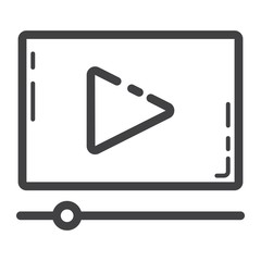Video Marketing line icon, seo and development, play sign vector graphics, a linear pattern on a white background, eps 10.