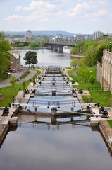Wall murals Channel Rideau Canal in downtown Ottawa, Ontario, Canada. Rideau Canal was registered as a UNESCO World Heritage Site for the reason of the oldest continuously operated canal system in North American.