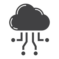 Cloud computing glyph icon, seo and development, cloud sign vector graphics, a solid pattern on a white background, eps 10.