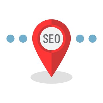Local SEO flat icon, seo and development, pin sign vector graphics, a colorful solid pattern on a white background, eps 10.